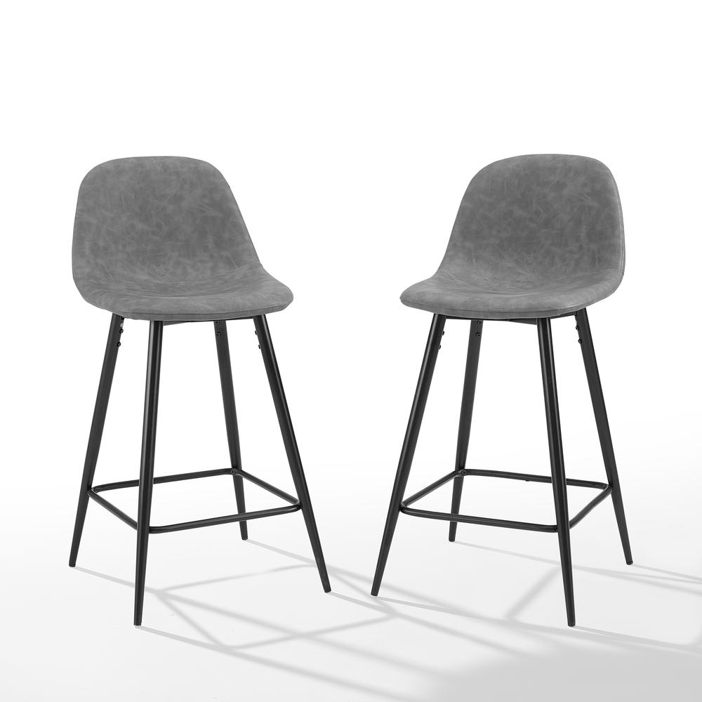 Weston 2Pc Counter Stool Set Distressed Gray/Matte Black - 2 Stools. Picture 7