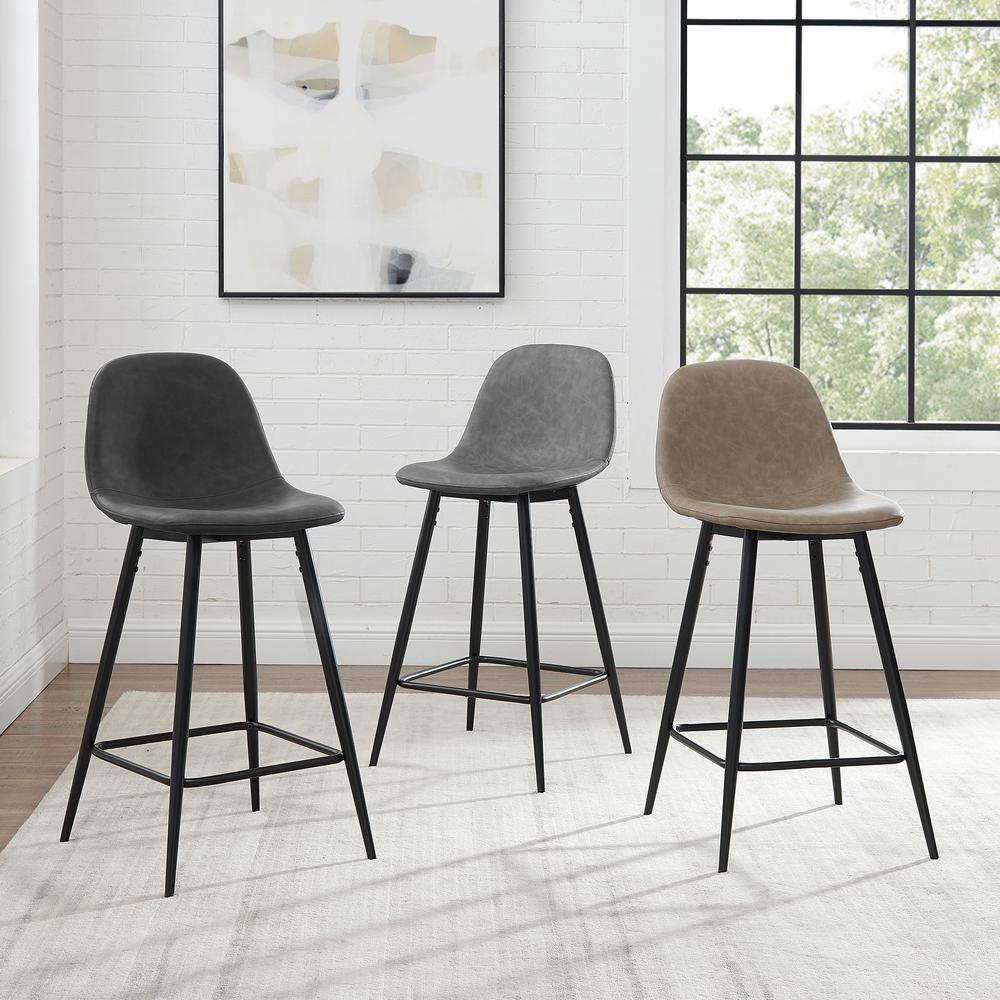 Weston 2Pc Counter Stool Set Distressed Gray/Matte Black - 2 Stools. Picture 11