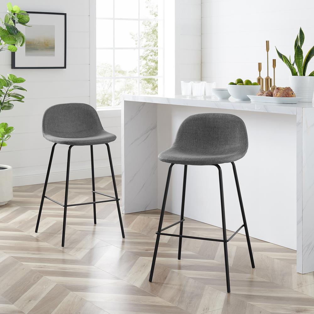 Riley 2Pc Counter Stool Set Gray/ Matte Black - 2 Stools. Picture 2