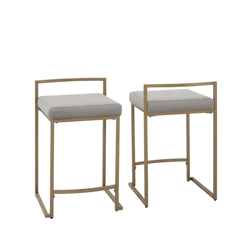 Harlowe 2Pc Counter Stool Set Gray/ Gold - 2 Stools. Picture 3