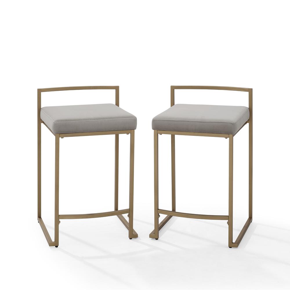 Harlowe 2Pc Counter Stool Set Gray/ Gold - 2 Stools. Picture 7