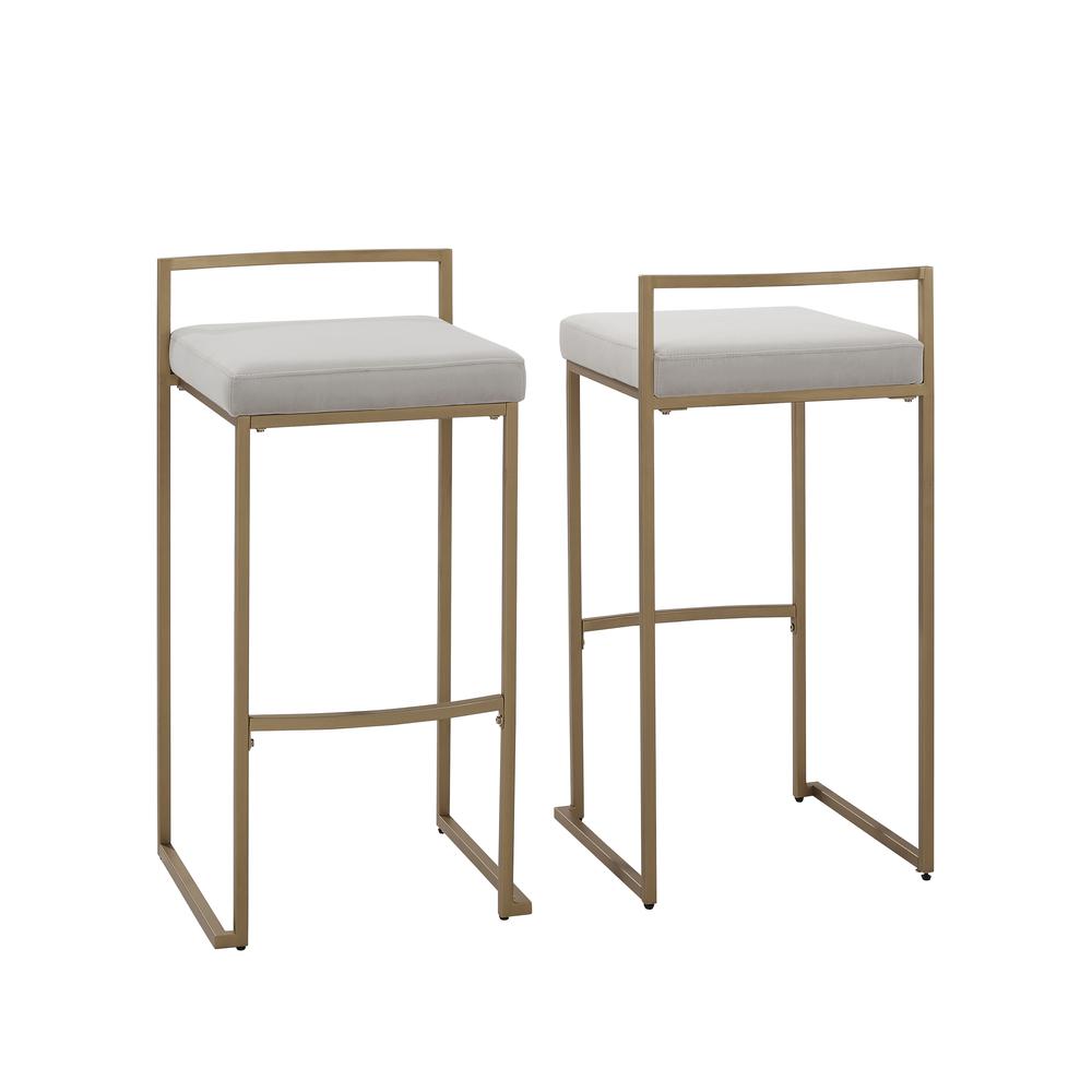 Harlowe 2Pc Bar Stool Set Gray/ Gold - 2 Stools. Picture 3