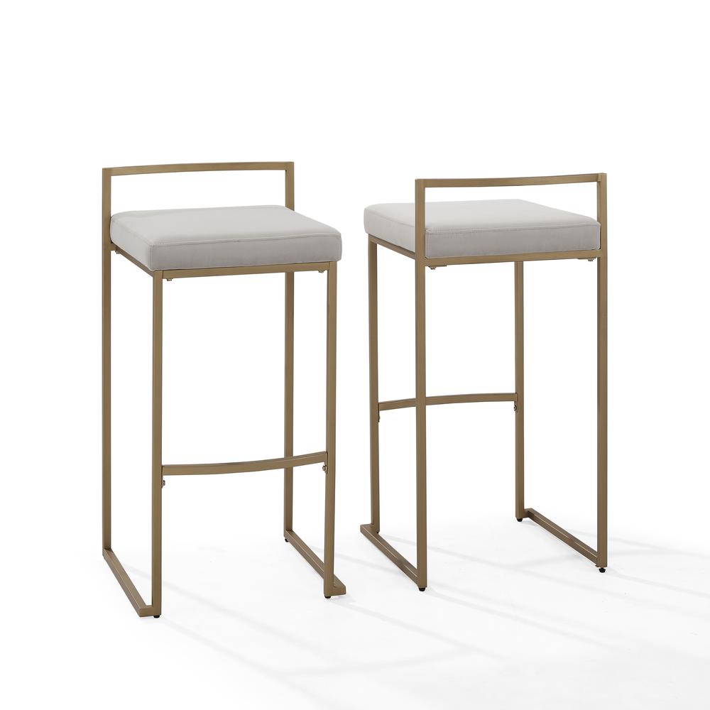 Harlowe 2Pc Bar Stool Set Gray/ Gold - 2 Stools. Picture 6