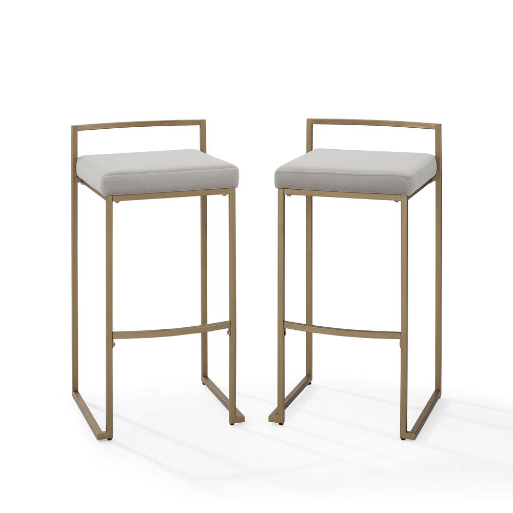 Harlowe 2Pc Bar Stool Set Gray/ Gold - 2 Stools. Picture 7