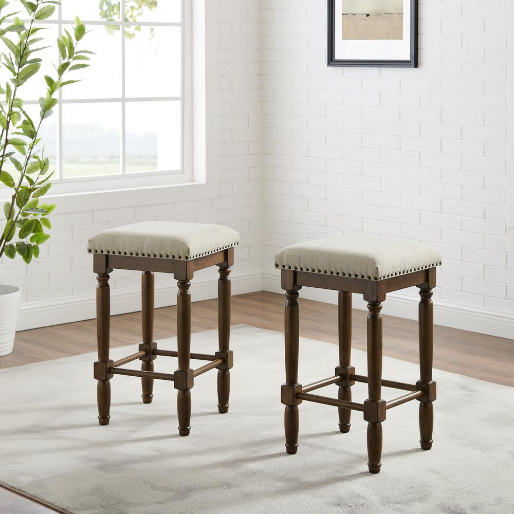 Aldrich 2Pc Counter Stool Set Oatmeal/Dark Brown - 2 Stools. Picture 1
