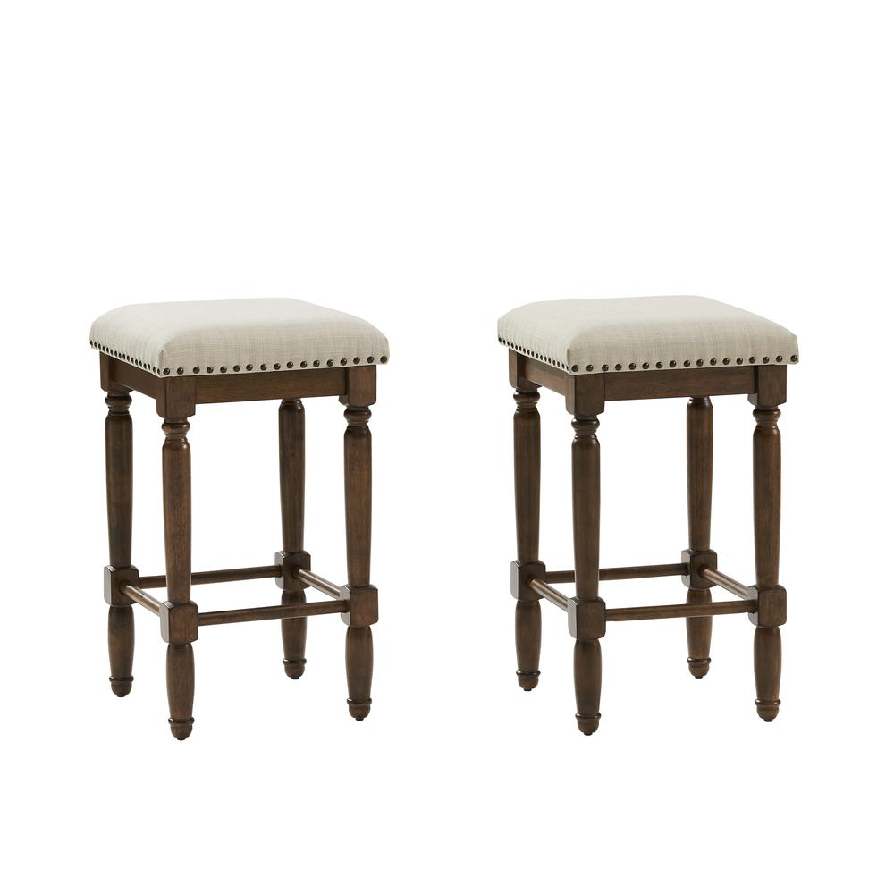 Aldrich 2Pc Counter Stool Set Oatmeal/Dark Brown - 2 Stools. Picture 2