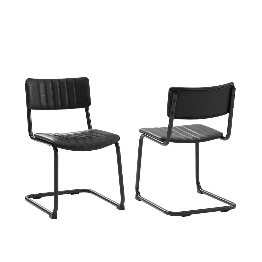 Conrad 2Pc Cantilever Dining Chair Set Distressed Black - 2 Chairs. Picture 12