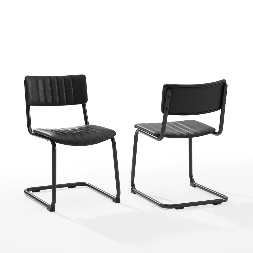 Conrad 2Pc Cantilever Dining Chair Set Distressed Black - 2 Chairs. Picture 8