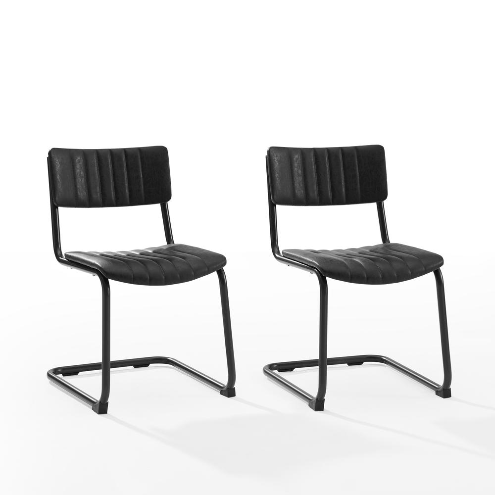 Conrad 2Pc Cantilever Dining Chair Set Distressed Black - 2 Chairs. Picture 3