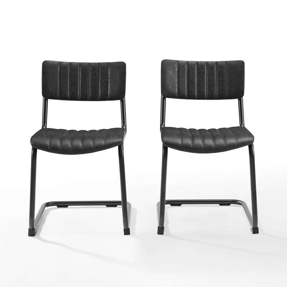 Conrad 2Pc Cantilever Dining Chair Set Distressed Black - 2 Chairs. Picture 2