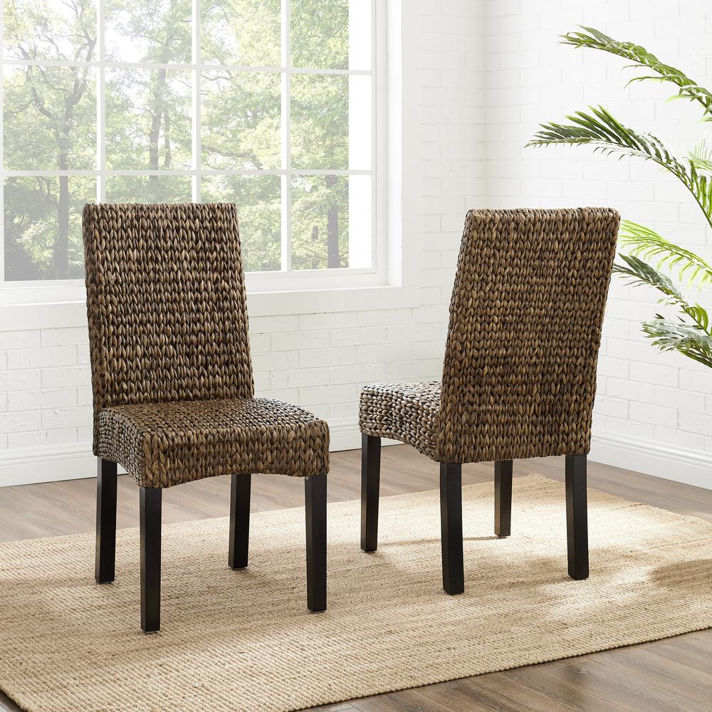 Edgewater 2Pc Dining Chair Set Seagrass/Darkbrown - 2 Chairs. Picture 4