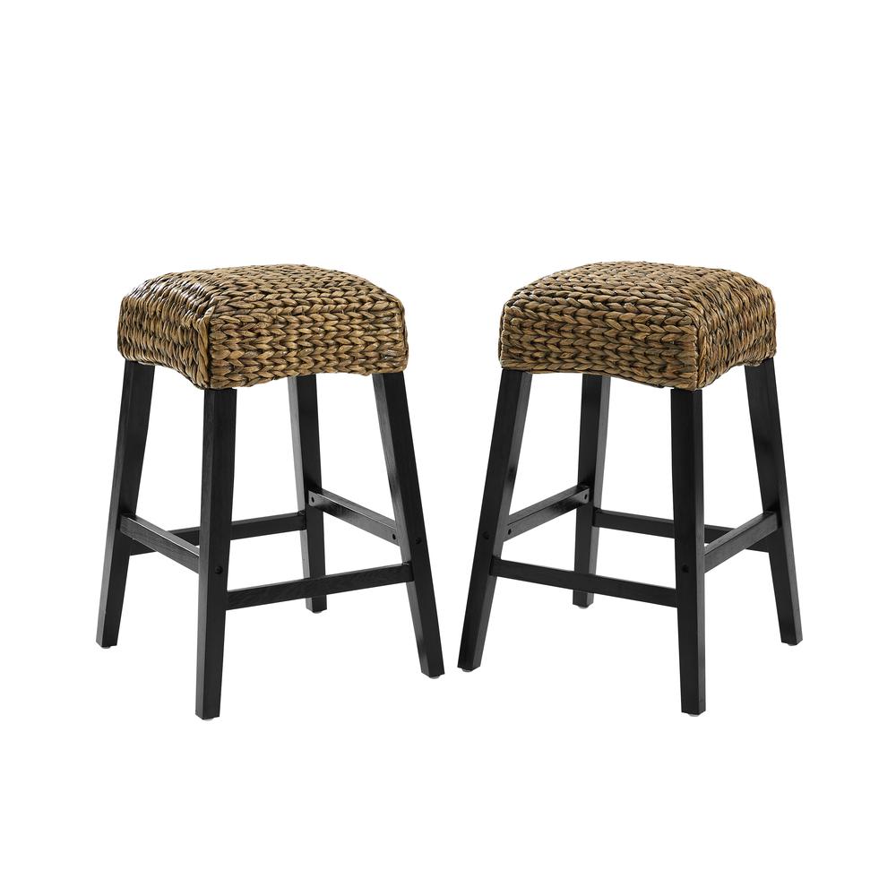 Edgewater 2Pc Backless Counter Stool Set Seagrass/Darkbrown - 2 Stools. Picture 6