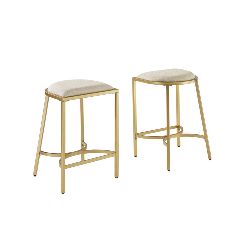 Ellery 2Pc Counter Stool Set Oatmeal/Gold - 2 Stools. Picture 1