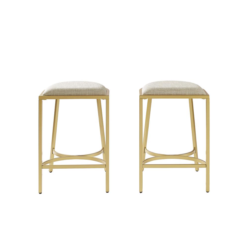 Ellery 2Pc Counter Stool Set Oatmeal/Gold - 2 Stools. Picture 4
