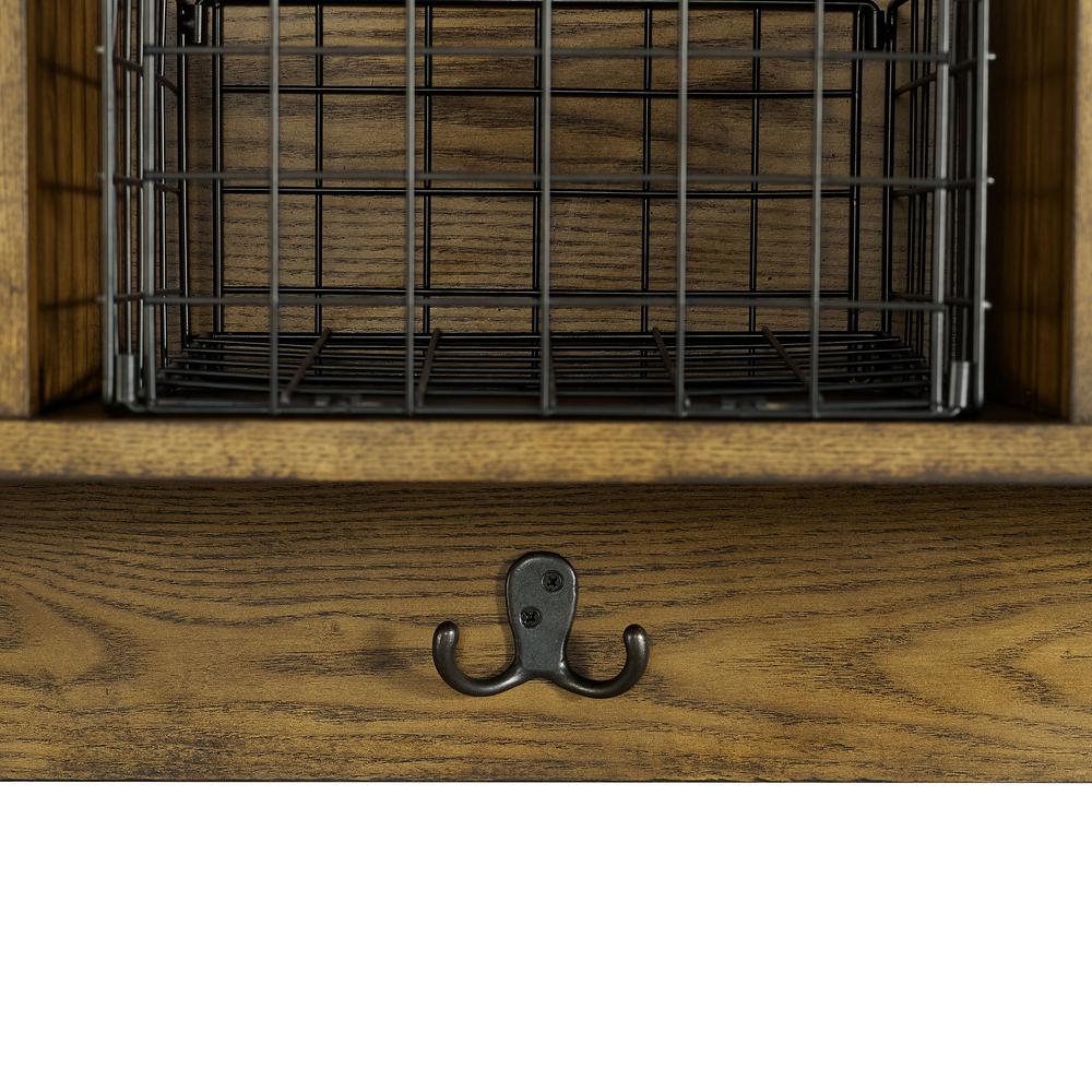 Fremont Entryway Shelf Coffee - Shelf, 3 Galvinized Wire Baskets. Picture 8