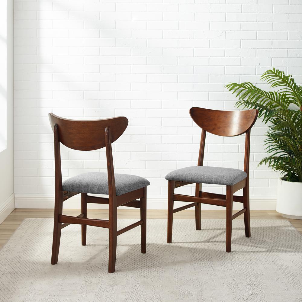 Landon 2Pc Wood Dining Chairs W/Upholstered Seat Mahogany - 2 Wood Back Chairs. Picture 1