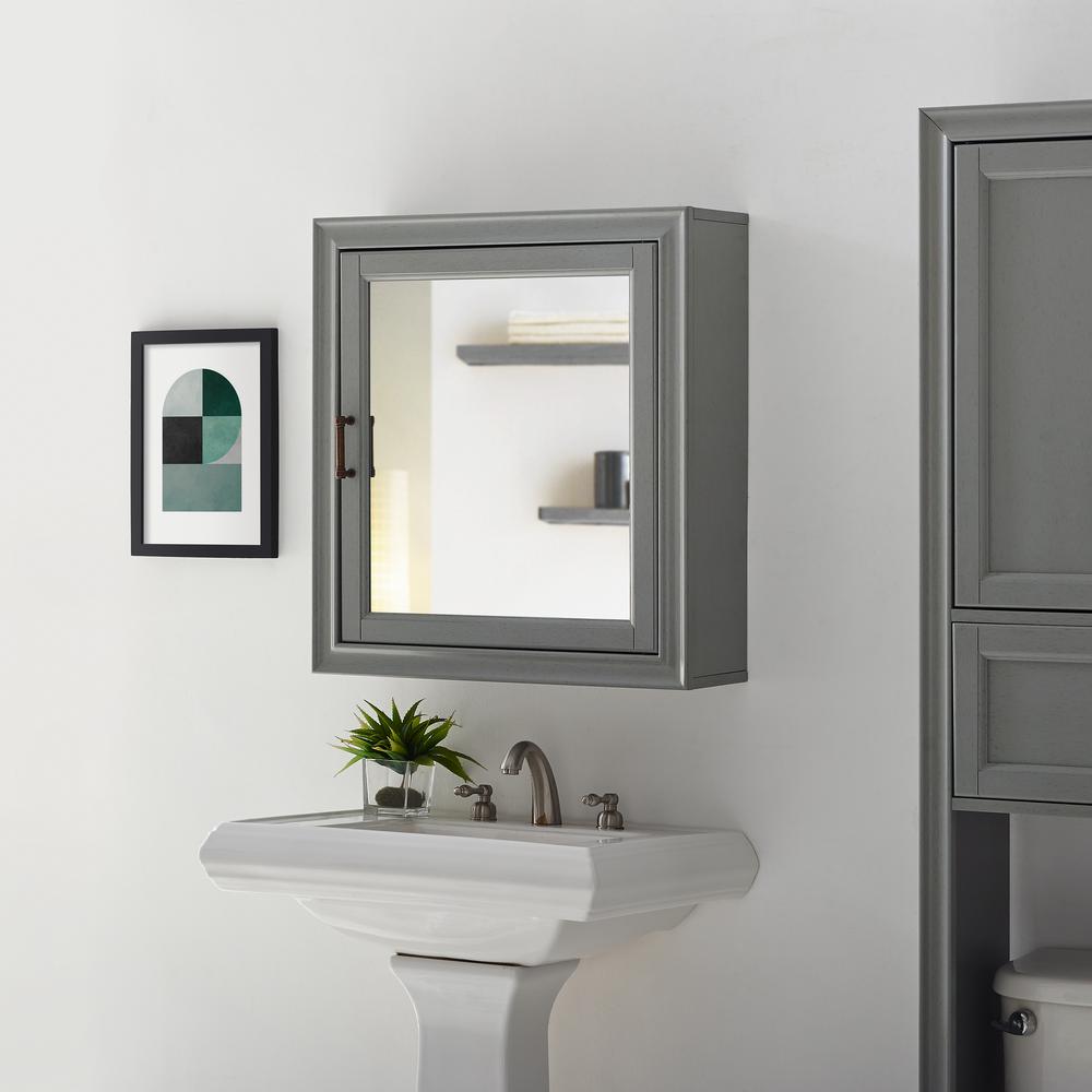 Tara Mirrored Wall Cabinet Gray. Picture 4