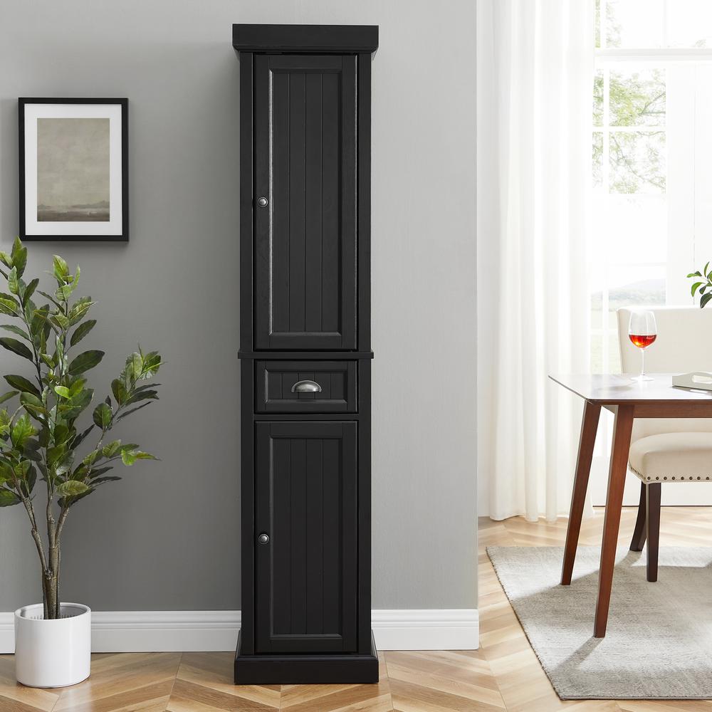 Seaside Tall Linen Cabinet Distressed Black. Picture 15