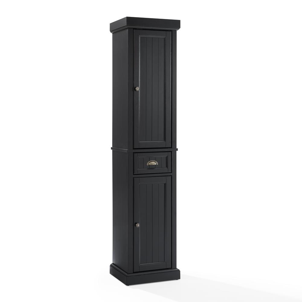 Seaside Tall Linen Cabinet Distressed Black. Picture 4