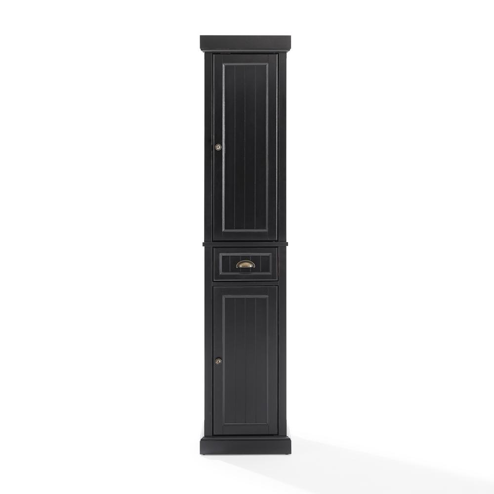 Seaside Tall Linen Cabinet Distressed Black. Picture 5