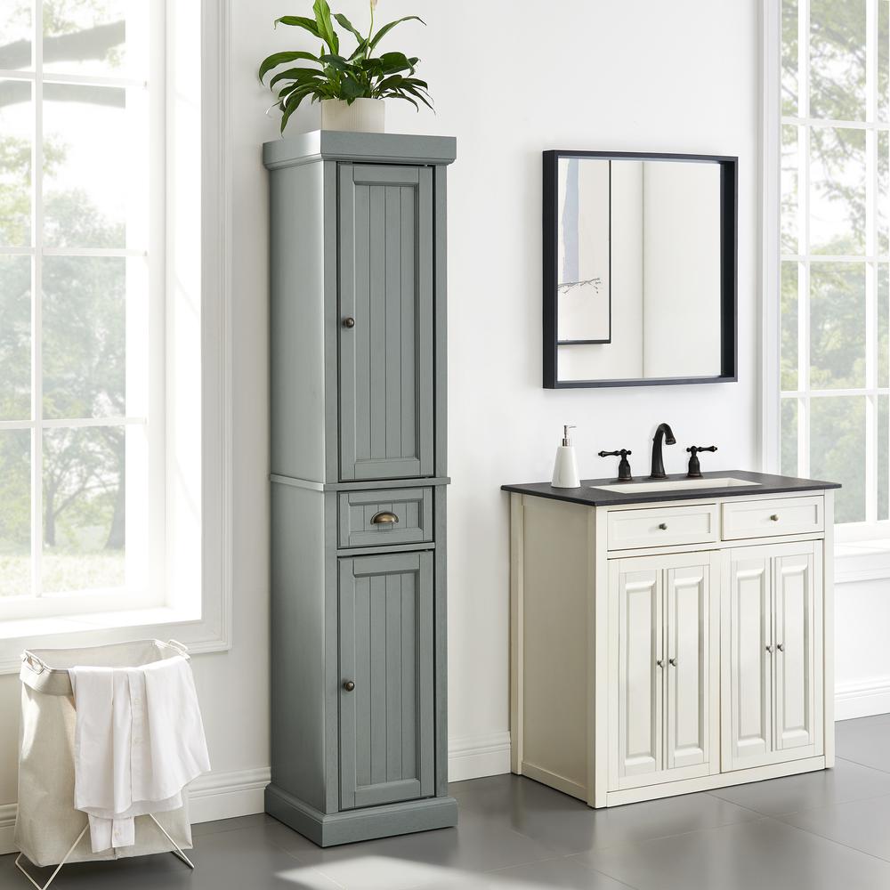Seaside Tall Linen Cabinet Distressed Gray. Picture 10