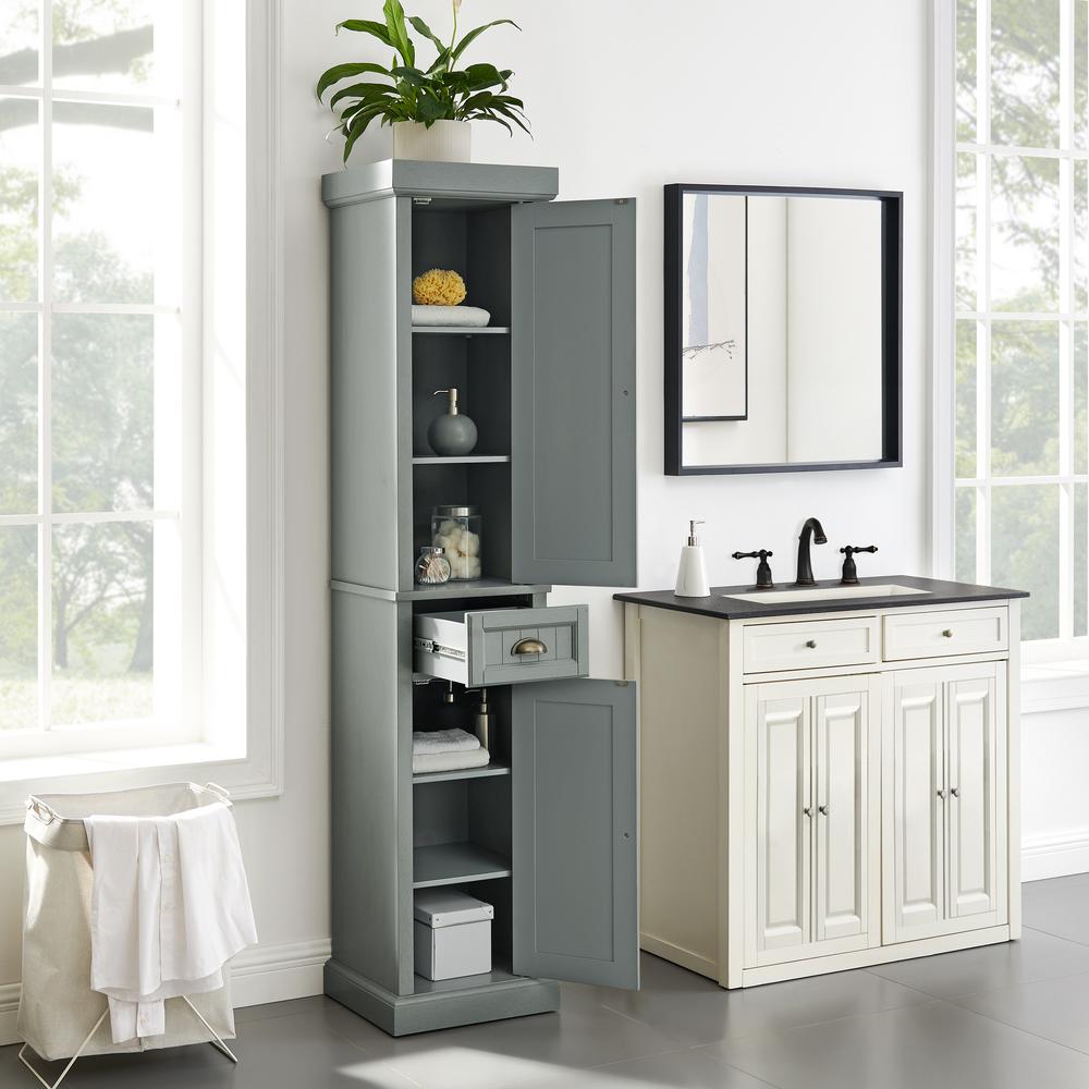 Seaside Tall Linen Cabinet Distressed Gray. Picture 2