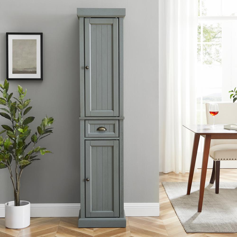 Seaside Tall Linen Cabinet Distressed Gray. Picture 14