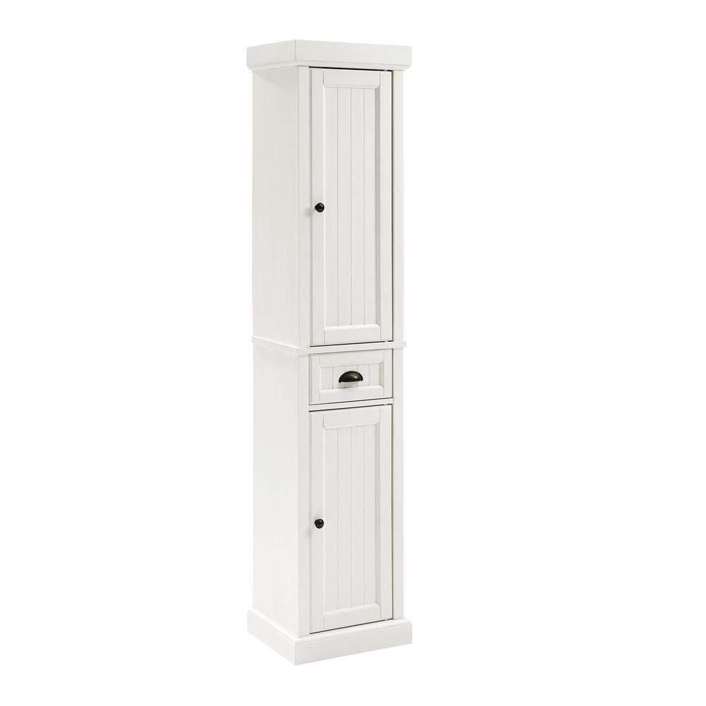 Seaside Tall Linen Cabinet Distressed White. Picture 4