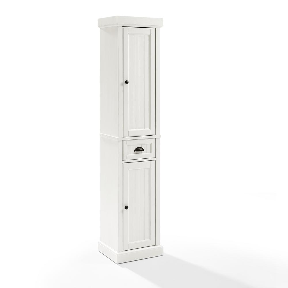 Seaside Tall Linen Cabinet Distressed White. Picture 7