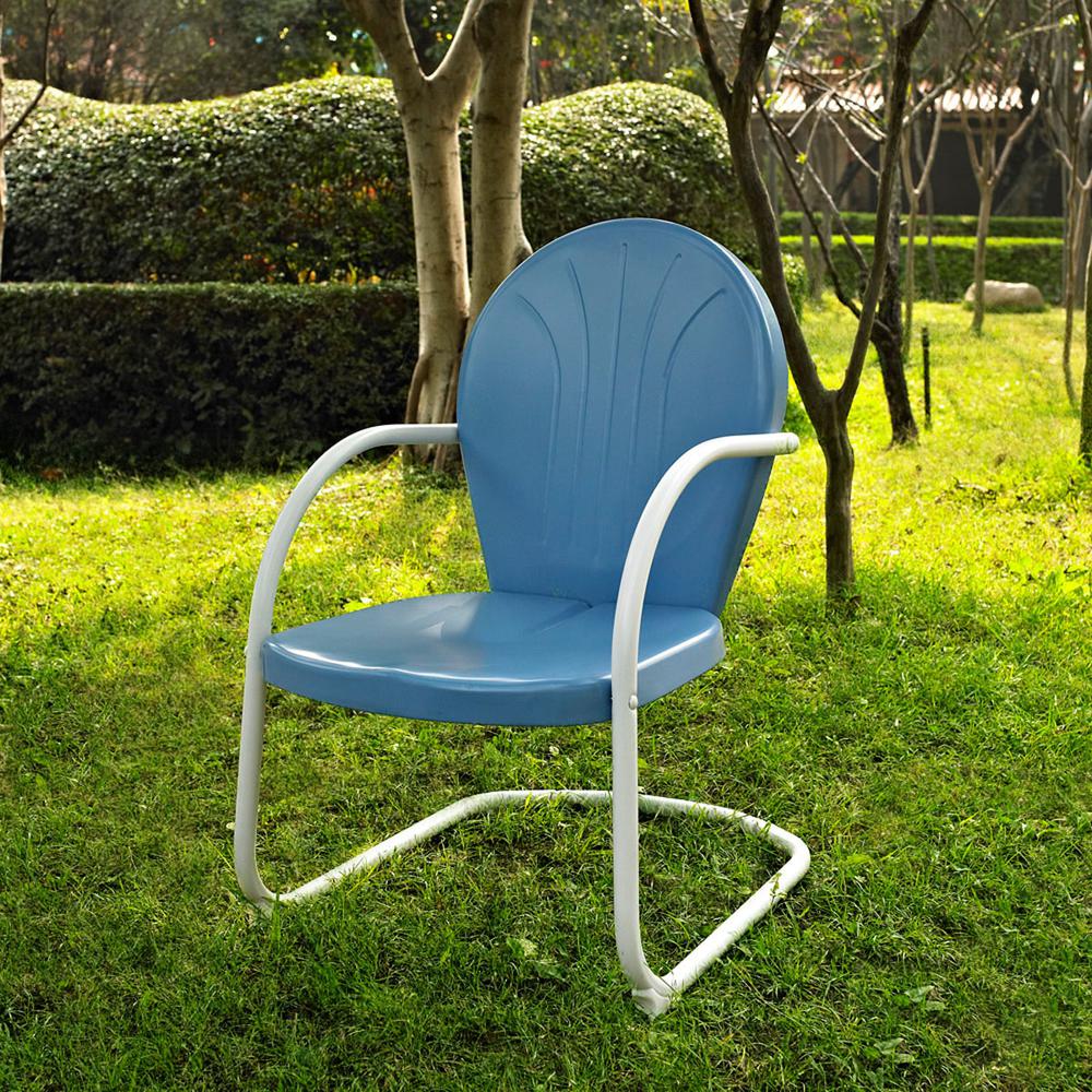Griffith Outdoor Metal Armchair Sky Blue Gloss. Picture 3