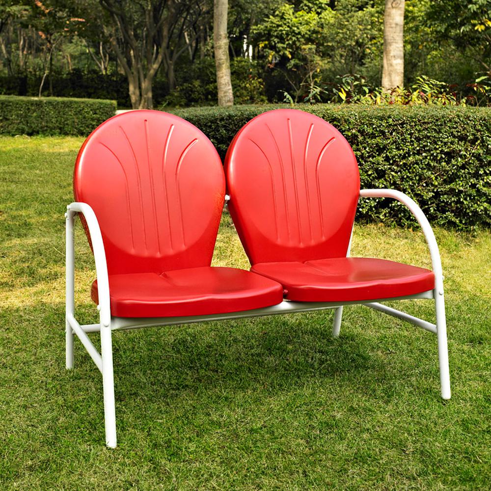 Griffith Outdoor Metal Loveseat Bright Red Gloss. Picture 1