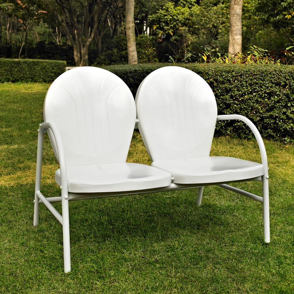 Griffith Outdoor Metal Loveseat White Gloss. Picture 1