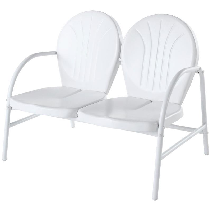 Griffith Outdoor Metal Loveseat White Gloss. Picture 3