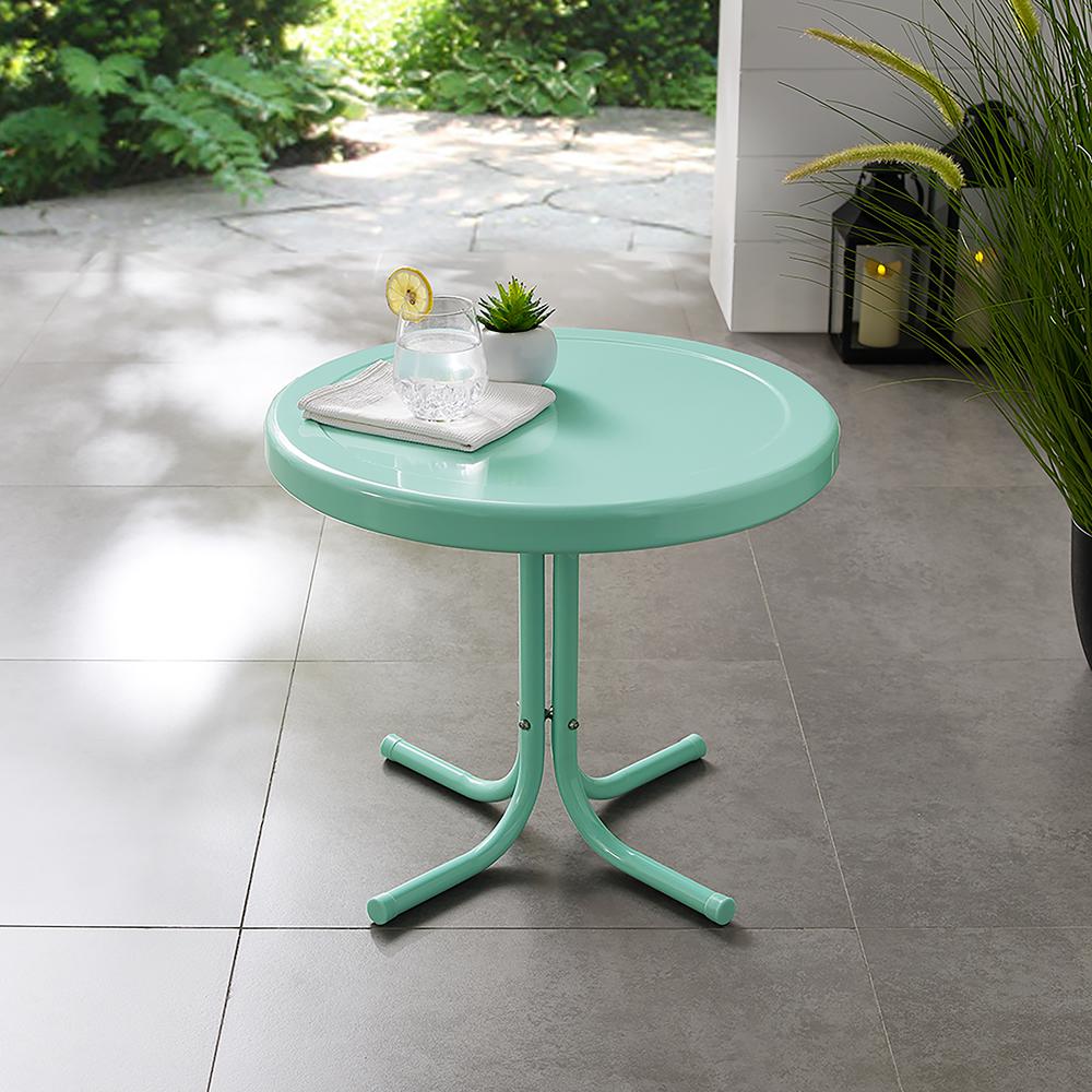 Griffith Outdoor Metal Side Table Aqua Gloss. Picture 1