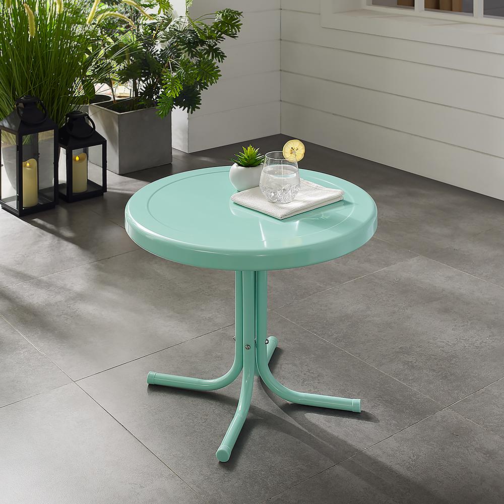 Griffith Outdoor Metal Side Table Aqua Gloss. Picture 2