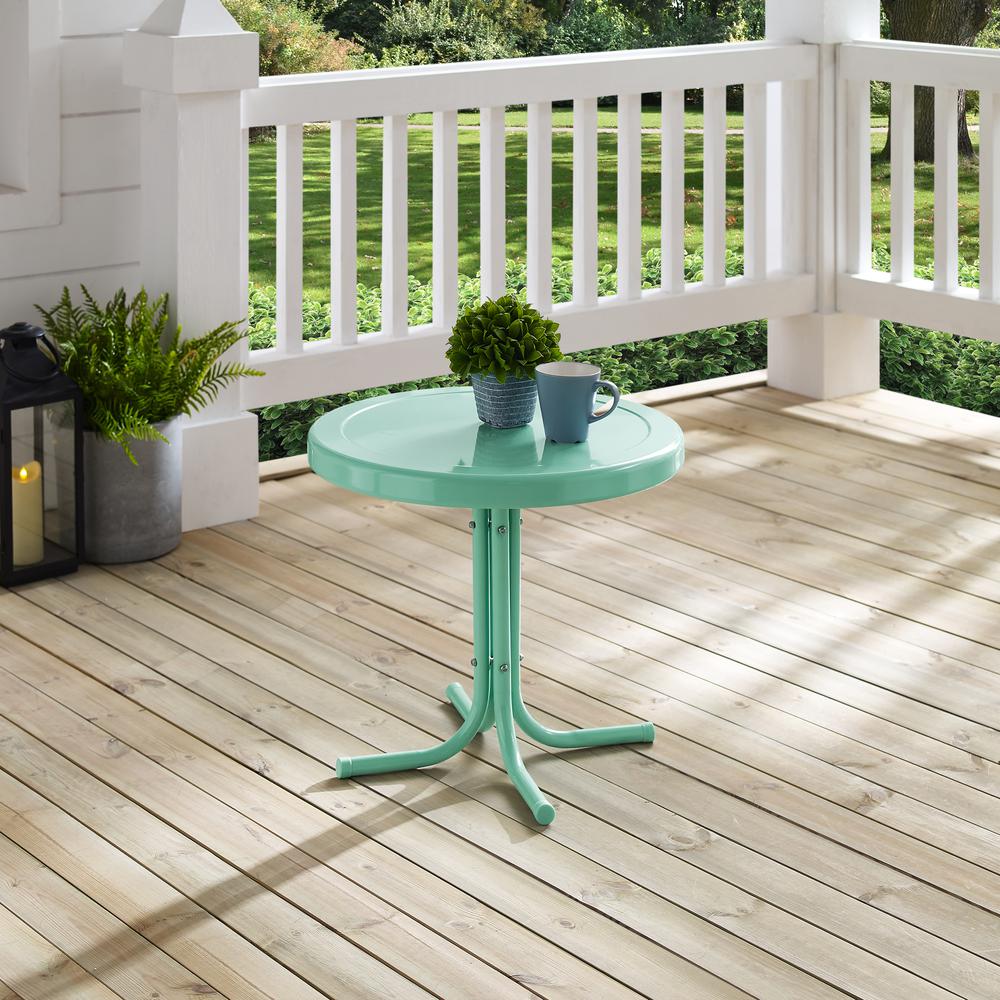 Griffith Outdoor Metal Side Table Aqua Gloss. Picture 3
