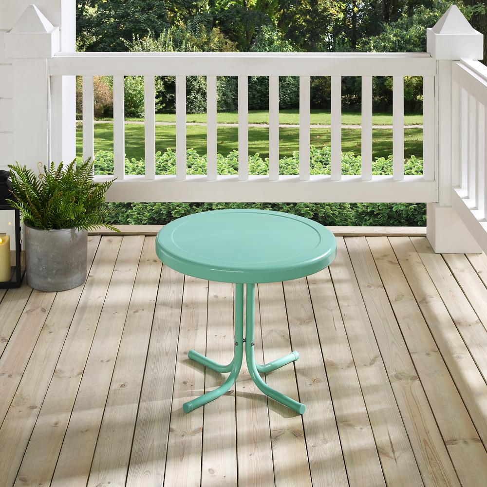 Griffith Outdoor Metal Side Table Aqua Gloss. Picture 4