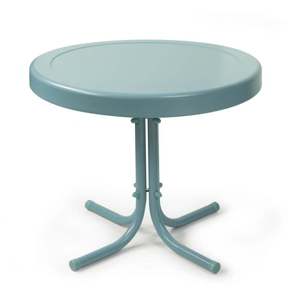 Griffith Outdoor Metal Side Table Pastel Blue Satin. Picture 2
