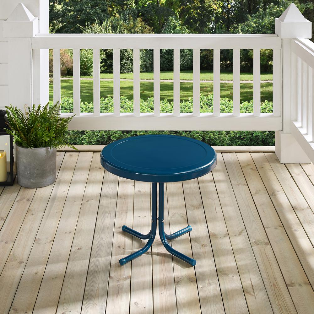 Griffith Outdoor Metal Side Table Navy Gloss. Picture 3
