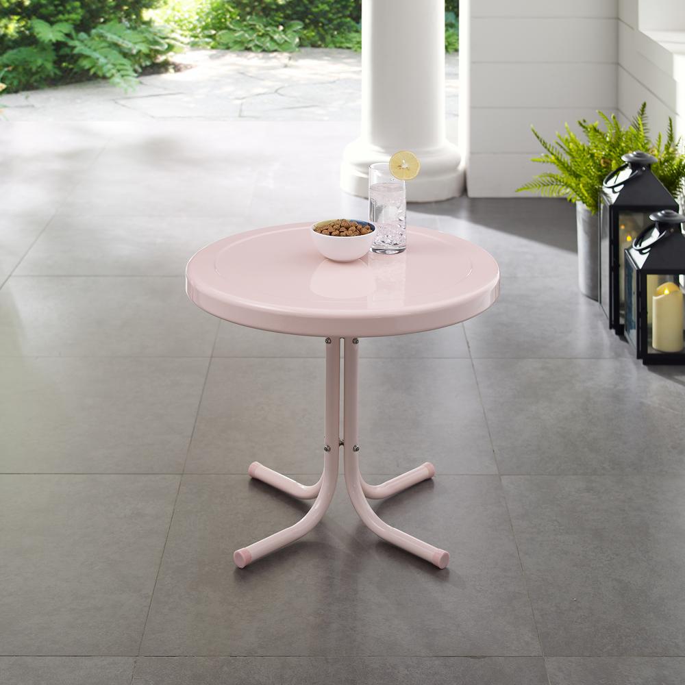 Griffith Outdoor Metal Side Table Pastel Pink Gloss. Picture 2