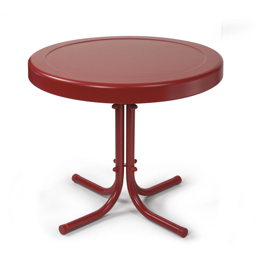 Griffith Outdoor Metal Side Table Dark Red Satin. Picture 2