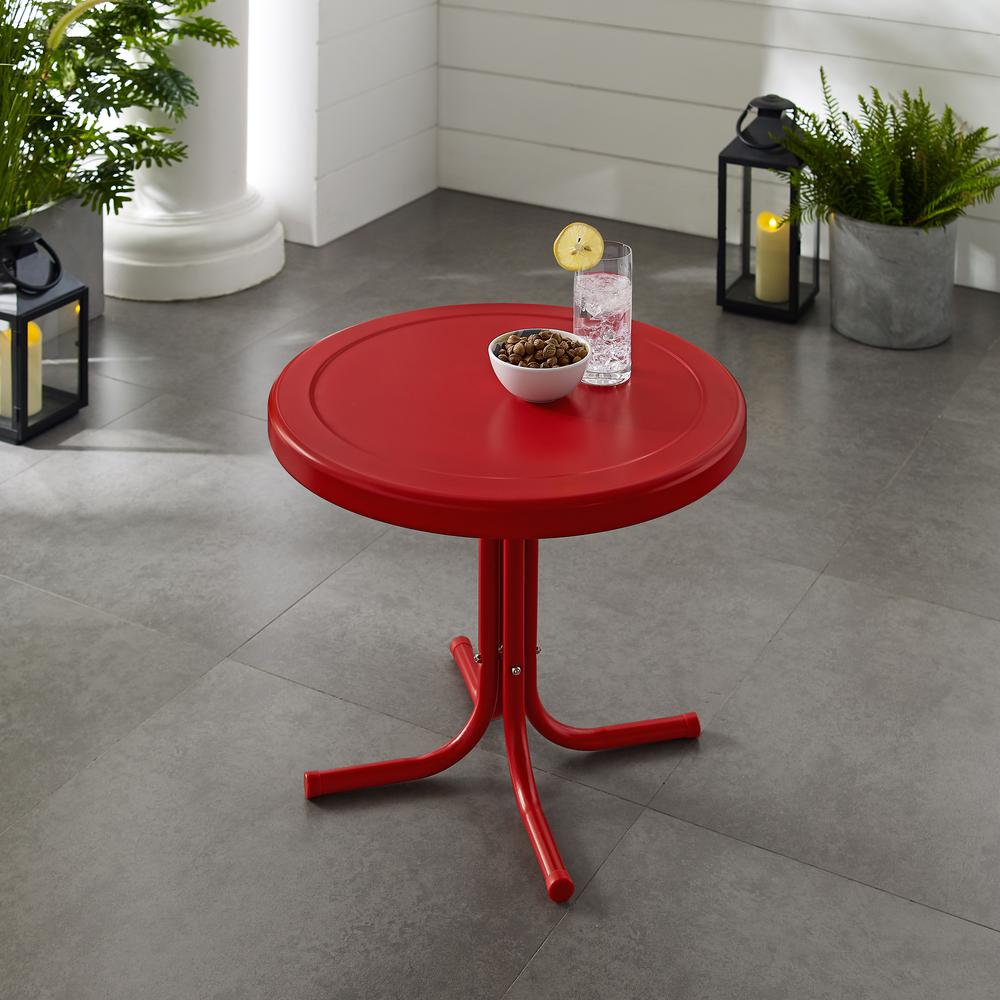 Griffith Outdoor Metal Side Table Bright Red Gloss. Picture 1