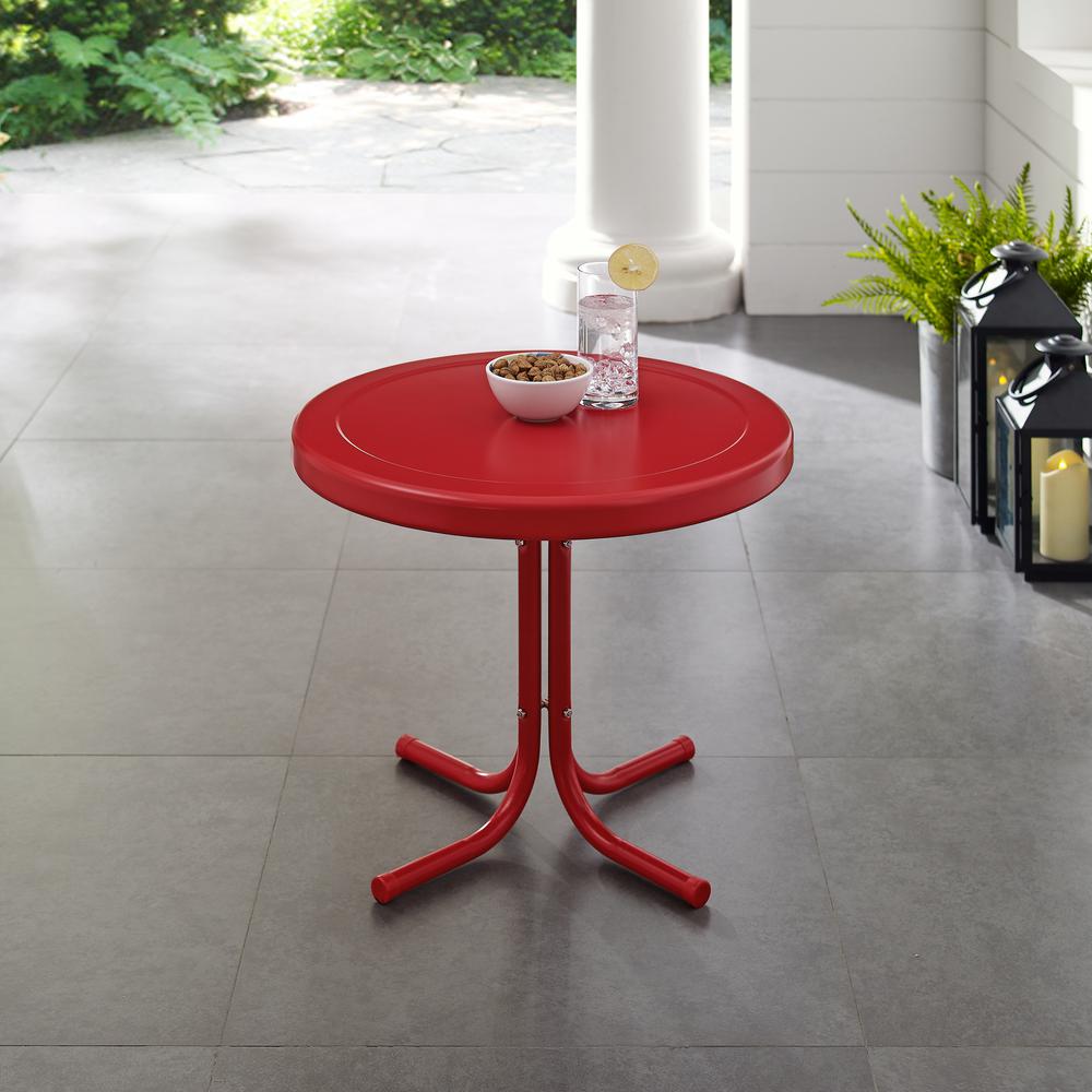 Griffith Outdoor Metal Side Table Bright Red Gloss. Picture 2