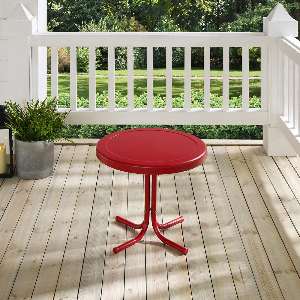 Griffith Outdoor Metal Side Table Bright Red Gloss. Picture 3