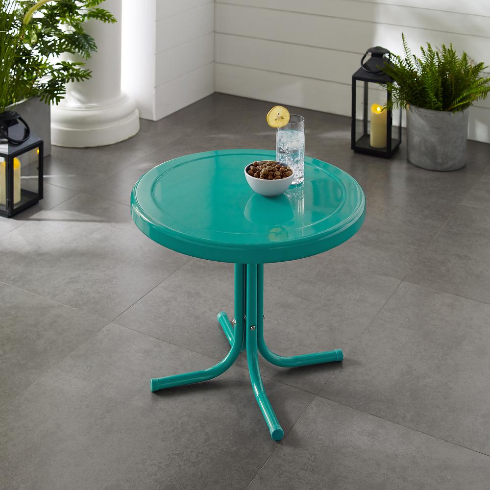 Griffith Outdoor Metal Side Table Turquoise Gloss. Picture 1