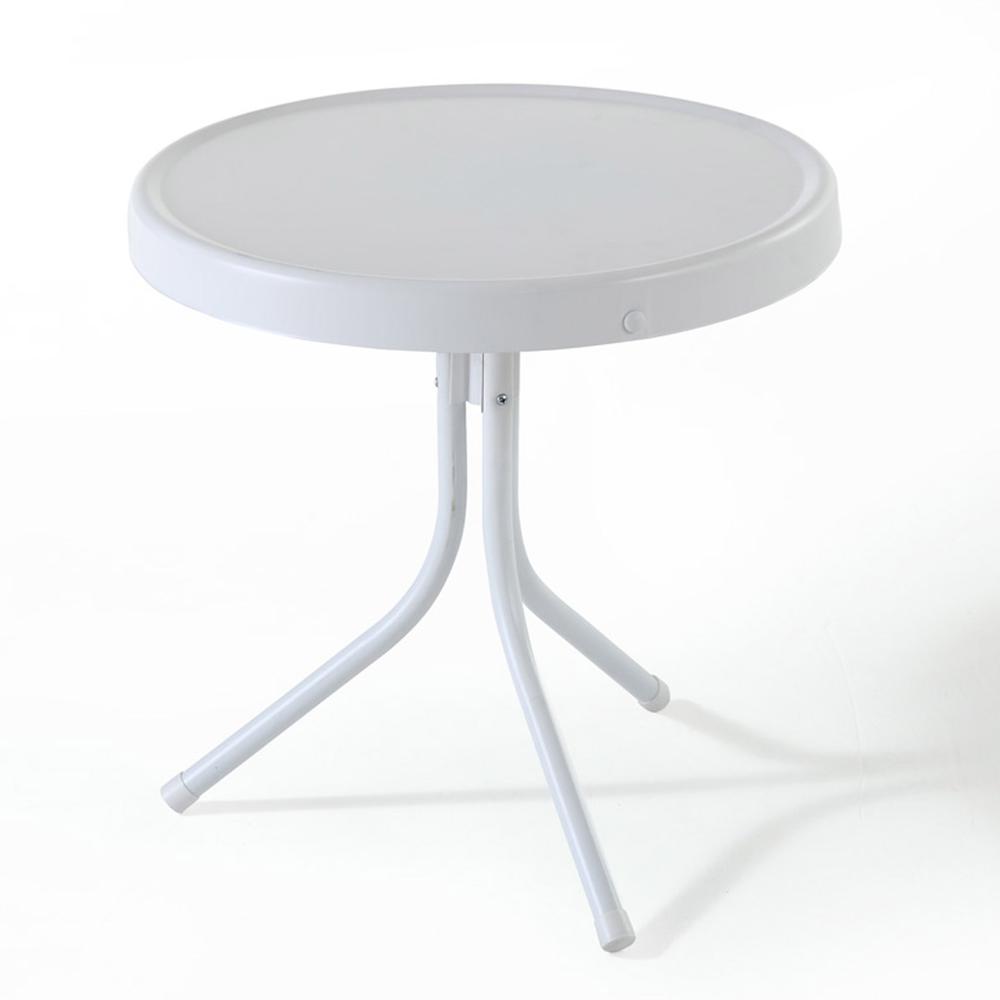Griffith Outdoor Metal Side Table White Satin. Picture 5