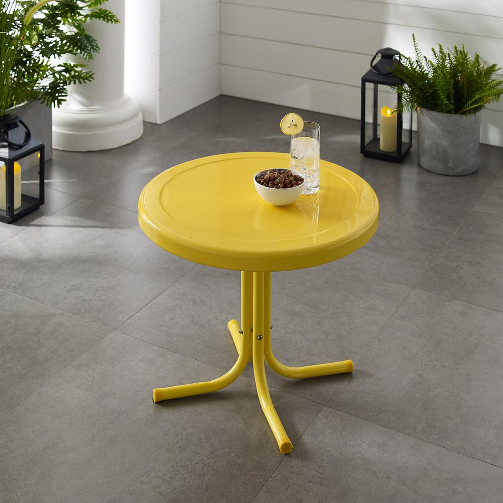 Griffith Outdoor Metal Side Table Bright Yellow Gloss. Picture 1
