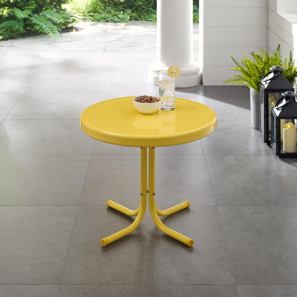 Griffith Outdoor Metal Side Table Bright Yellow Gloss. Picture 2