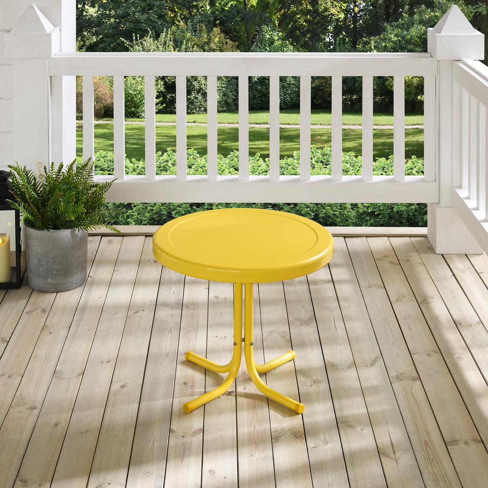 Griffith Outdoor Metal Side Table Bright Yellow Gloss. Picture 3