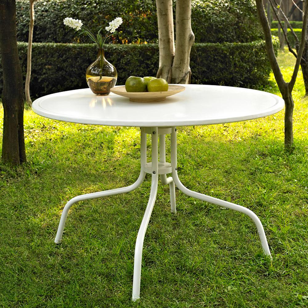 Griffith 39" Outdoor Metal Dining Table White Satin. Picture 1